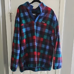 Lands' End Men's Plaid Fleece Pullover - Red, Blue, Green